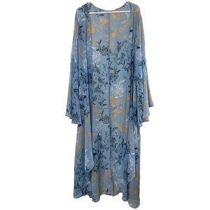 A Beautiful Soul Blue Floral Duster Kimono - C 22/24